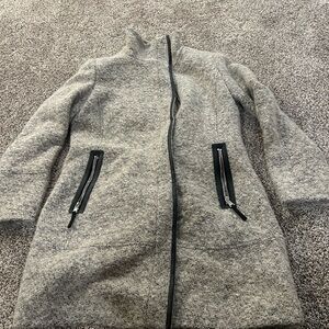 Calvin Klein Gray Trench Coat with Black Trim